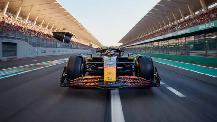 Formula 1 yarışını televizyondan izleyen bir izleyici.